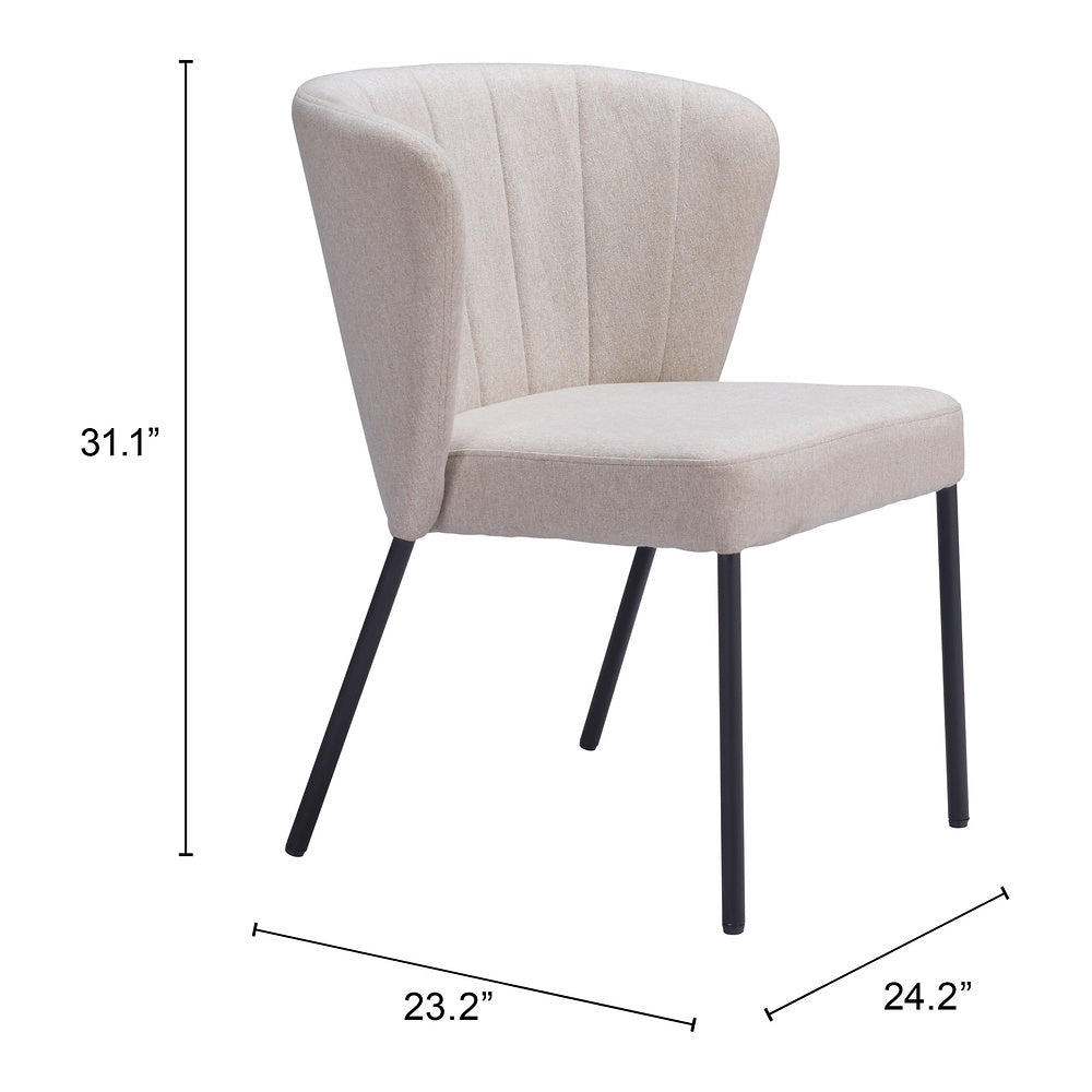 Silla Comercial para Food Court - ZUO AIMEE - Beige - Asiento y Respaldo Tapizados en Lino Sintético