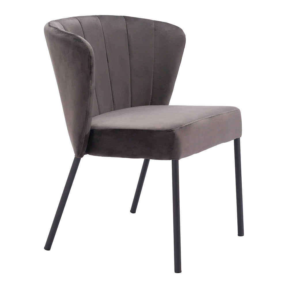 Silla Comercial para Food Court - ZUO AIMEE - Gris - Asiento y Respaldo Tapizados en Tela Tipo Terciopelo