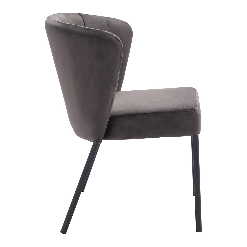 Silla Comercial para Food Court - ZUO AIMEE - Gris - Asiento y Respaldo Tapizados en Tela Tipo Terciopelo