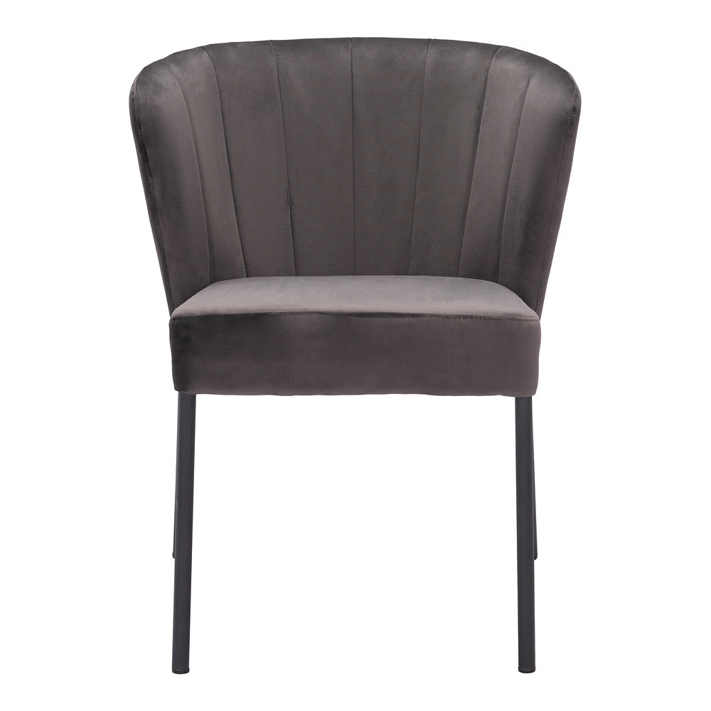 Silla Comercial para Food Court - ZUO AIMEE - Gris - Asiento y Respaldo Tapizados en Tela Tipo Terciopelo