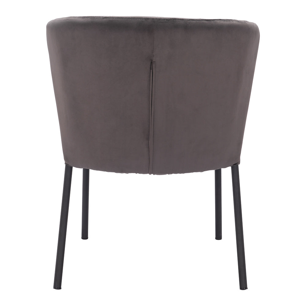 Silla Comercial para Food Court - ZUO AIMEE - Gris - Asiento y Respaldo Tapizados en Tela Tipo Terciopelo