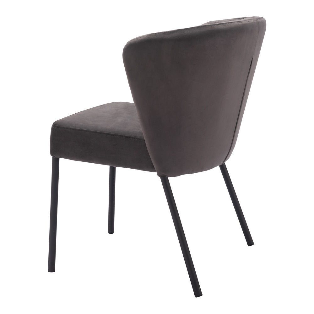 Silla Comercial para Food Court - ZUO AIMEE - Gris - Asiento y Respaldo Tapizados en Tela Tipo Terciopelo