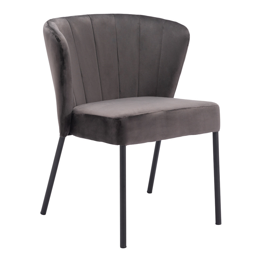 Silla Comercial para Food Court - ZUO AIMEE - Gris - Asiento y Respaldo Tapizados en Tela Tipo Terciopelo