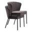Silla Comercial para Food Court - ZUO AIMEE - Gris - Asiento y Respaldo Tapizados en Tela Tipo Terciopelo