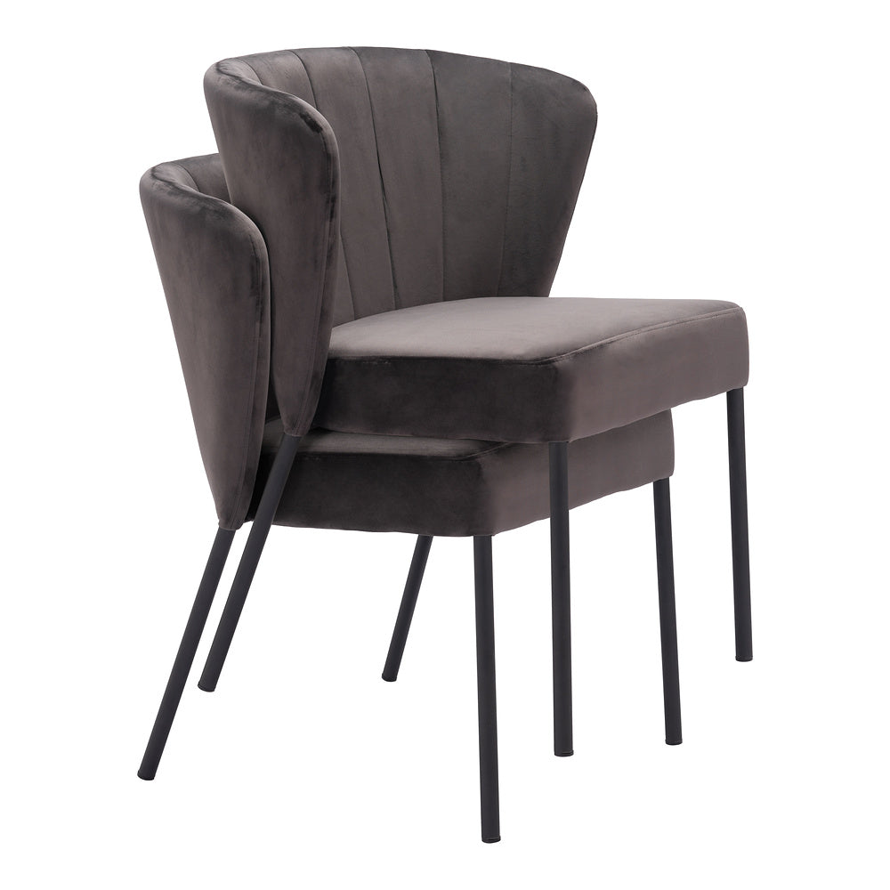 Silla Comercial para Food Court - ZUO AIMEE - Gris - Asiento y Respaldo Tapizados en Tela Tipo Terciopelo
