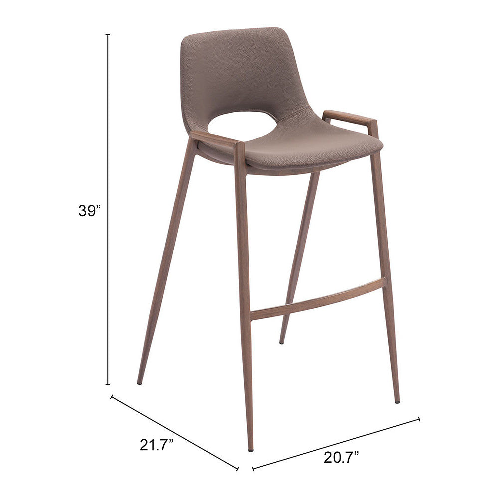 Banco Alto para Comedor de Empresa - ZUO DESI 53x55 109734 - Varios Colores - Asiento y Respaldo Tapizados en Piel Sintética