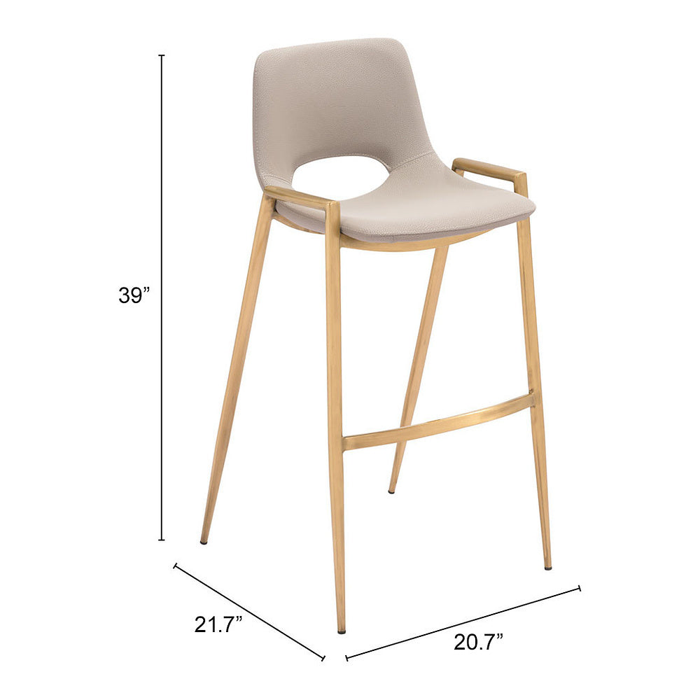 Banco Alto para Comedor de Empresa - ZUO DESI 53x55 109735 - Varios Colores - Asiento y Respaldo Tapizados en Piel Sintética
