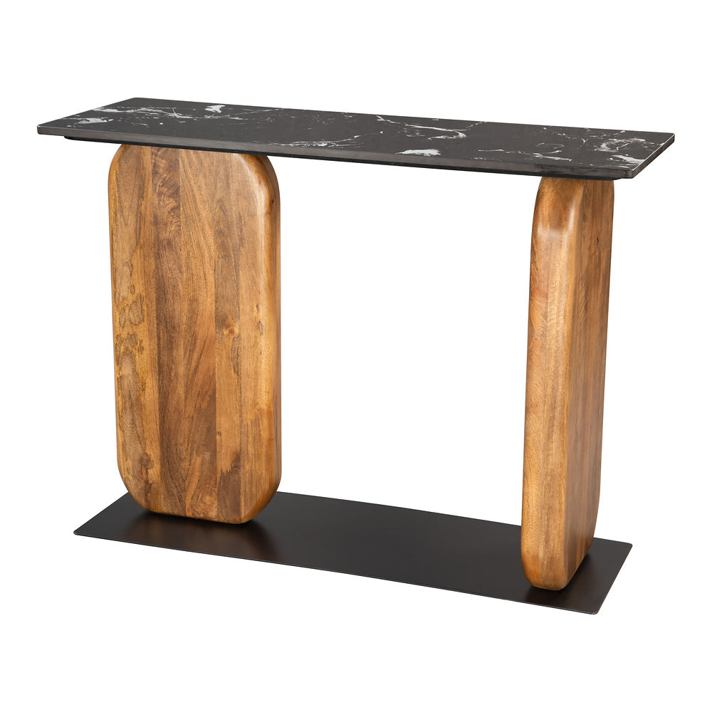 Mesa Consola para Habitación de Hotel - ZUO PEMBA - Multicolor - Cubierta de Mármol Natural y Estructura de Hierro con Recubrimiento en Polvo