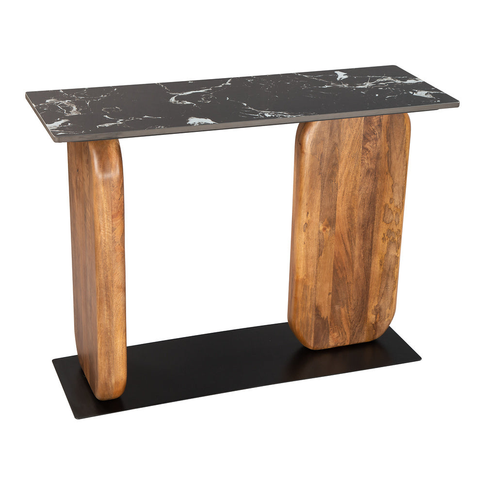 Mesa Consola para Habitación de Hotel - ZUO PEMBA - Multicolor - Cubierta de Mármol Natural y Estructura de Hierro con Recubrimiento en Polvo