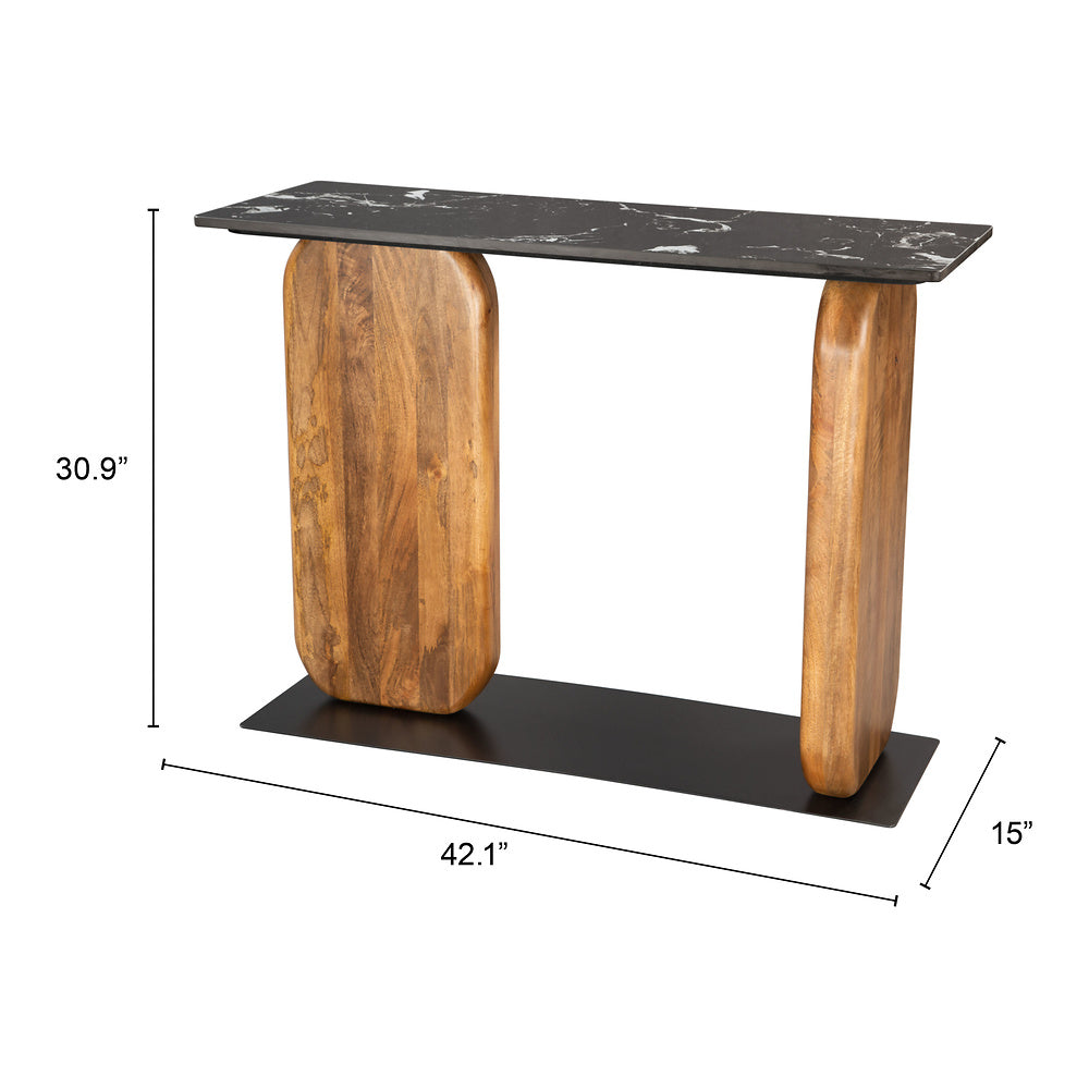 Mesa Consola para Habitación de Hotel - ZUO PEMBA - Multicolor - Cubierta de Mármol Natural y Estructura de Hierro con Recubrimiento en Polvo