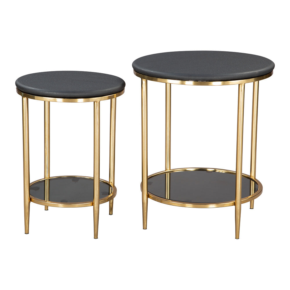 Mesa de Centro para Recepción - ZUO KOPER - Negro - Cubierta de Mármol Natural y Estructura de Hierro Electrochapado