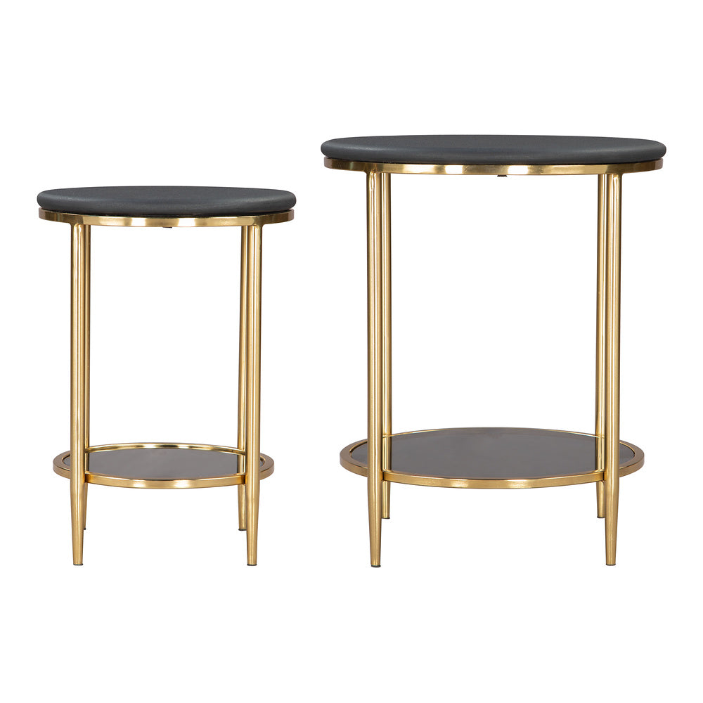 Mesa de Centro para Recepción - ZUO KOPER - Negro - Cubierta de Mármol Natural y Estructura de Hierro Electrochapado