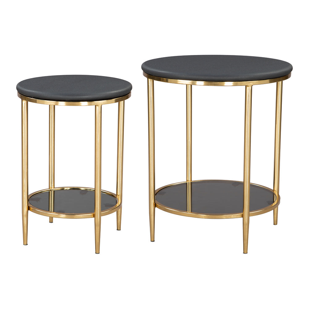 Mesa de Centro para Recepción - ZUO KOPER - Negro - Cubierta de Mármol Natural y Estructura de Hierro Electrochapado