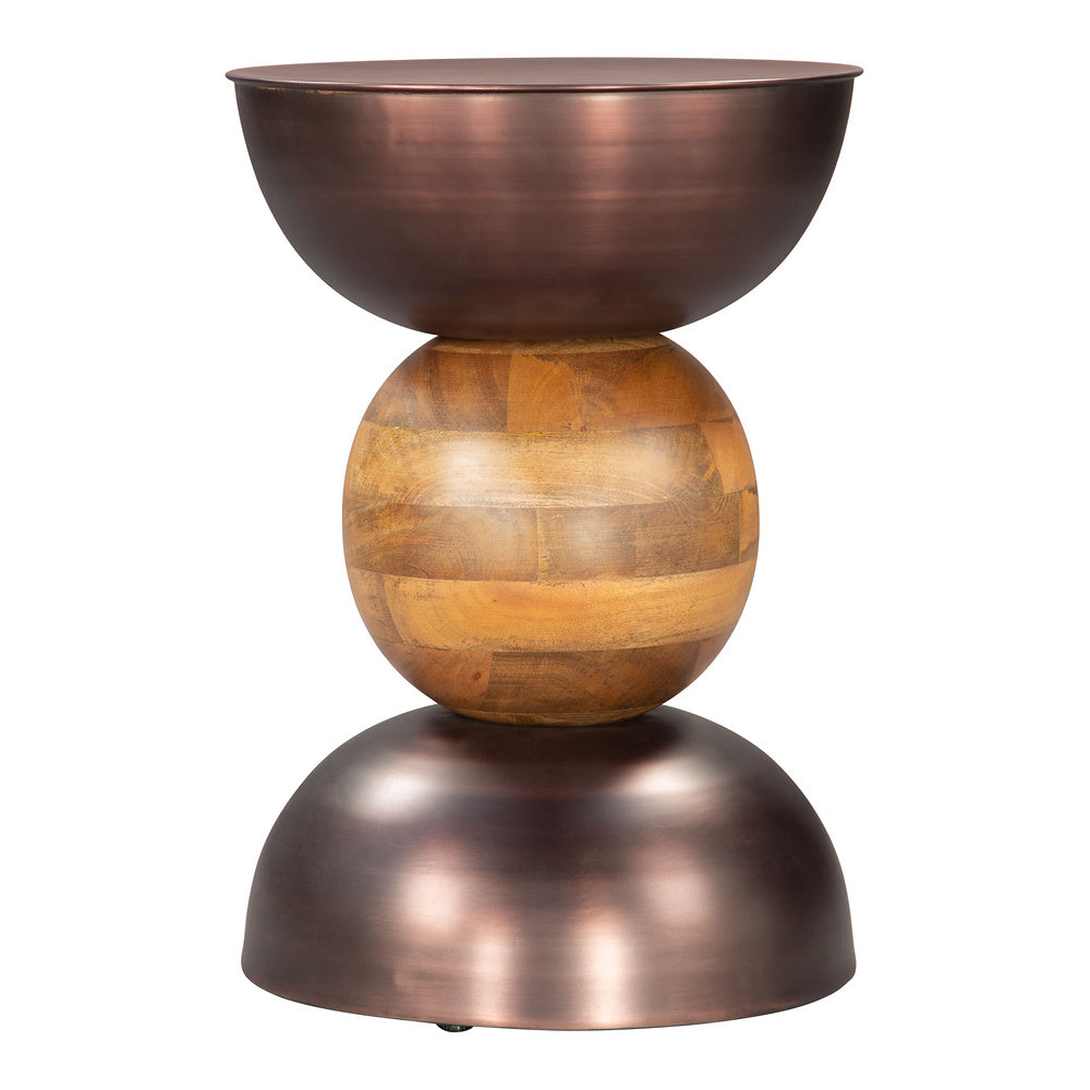 Mesa Auxiliar para Sala de Espera - ZUO TRIPOLI - Bronce - Cubierta de Madera de Mango y Estructura de Hierro Electrochapado