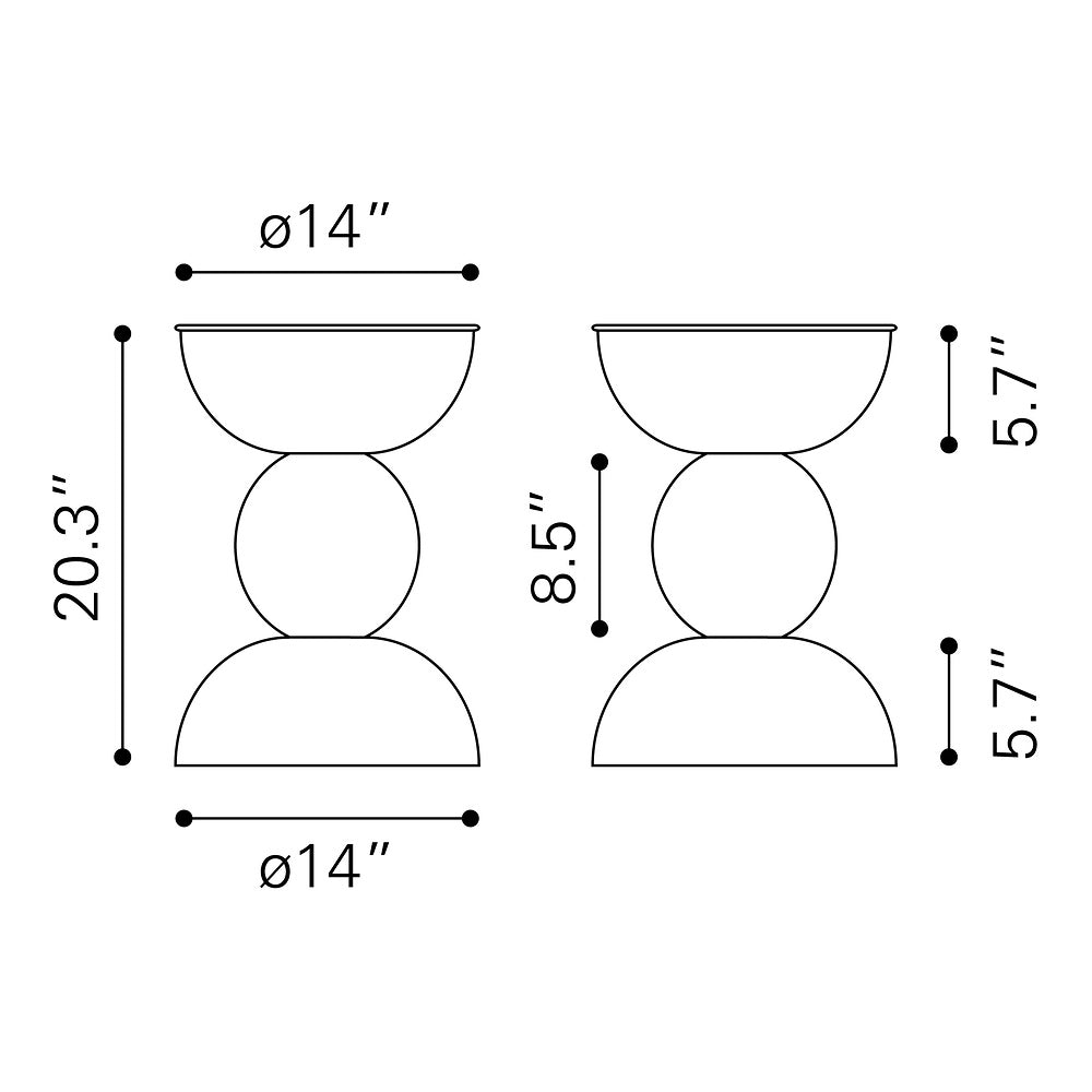 Mesa Auxiliar para Sala de Espera - ZUO TRIPOLI - Bronce - Cubierta de Madera de Mango y Estructura de Hierro Electrochapado