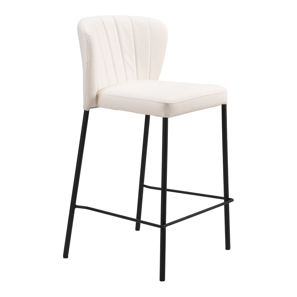 Banco Mostrador para Bar y Barra - ZUO LINZ - Varios Colores - Asiento y Respaldo Tapizados en Piel Sintética - Crema