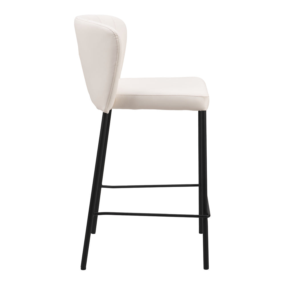 Banco Mostrador para Bar y Barra - ZUO LINZ - Varios Colores - Asiento y Respaldo Tapizados en Piel Sintética - Crema