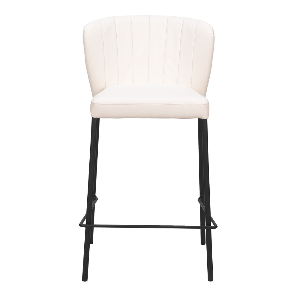 Banco Mostrador para Bar y Barra - ZUO LINZ - Varios Colores - Asiento y Respaldo Tapizados en Piel Sintética - Crema