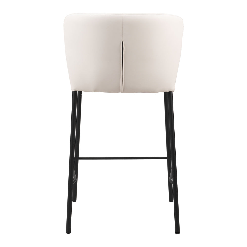 Banco Mostrador para Bar y Barra - ZUO LINZ - Varios Colores - Asiento y Respaldo Tapizados en Piel Sintética - Crema