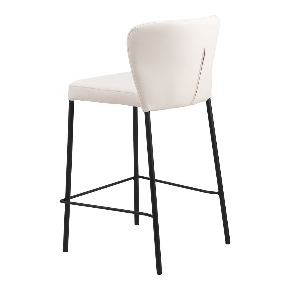 Banco Mostrador para Bar y Barra - ZUO LINZ - Varios Colores - Asiento y Respaldo Tapizados en Piel Sintética - Crema