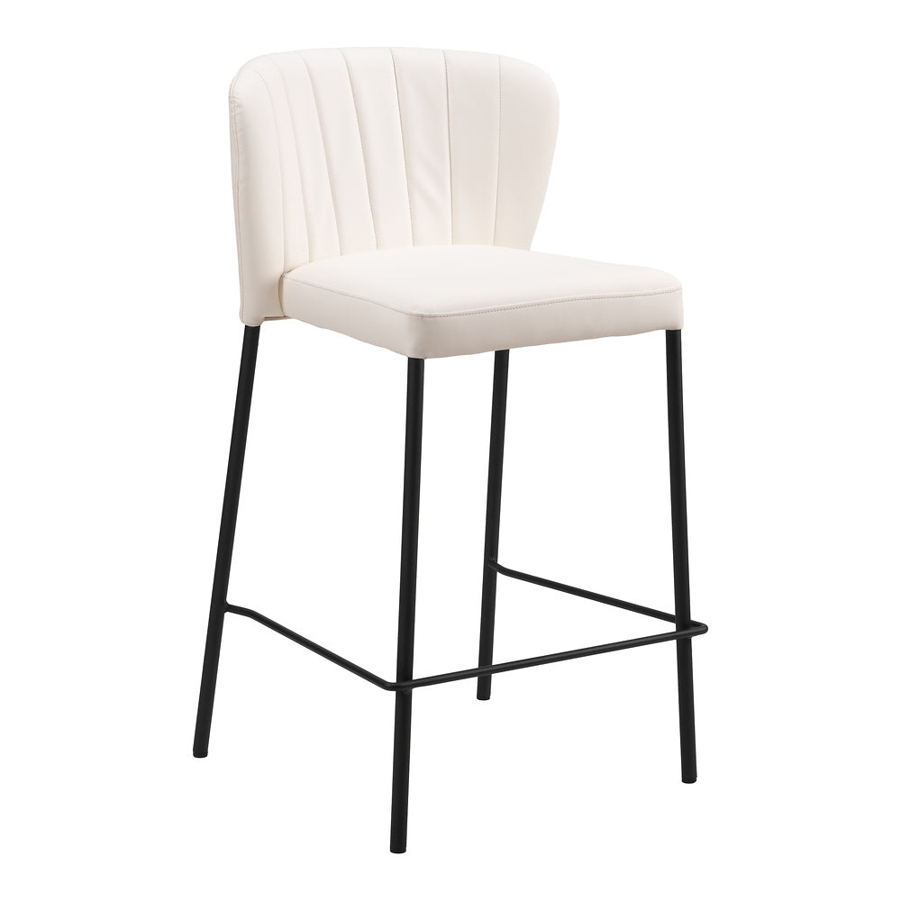 Banco Mostrador para Bar y Barra - ZUO LINZ - Varios Colores - Asiento y Respaldo Tapizados en Piel Sintética - Crema