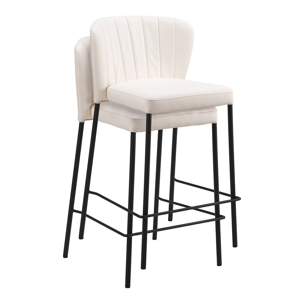 Banco Mostrador para Bar y Barra - ZUO LINZ - Varios Colores - Asiento y Respaldo Tapizados en Piel Sintética - Crema