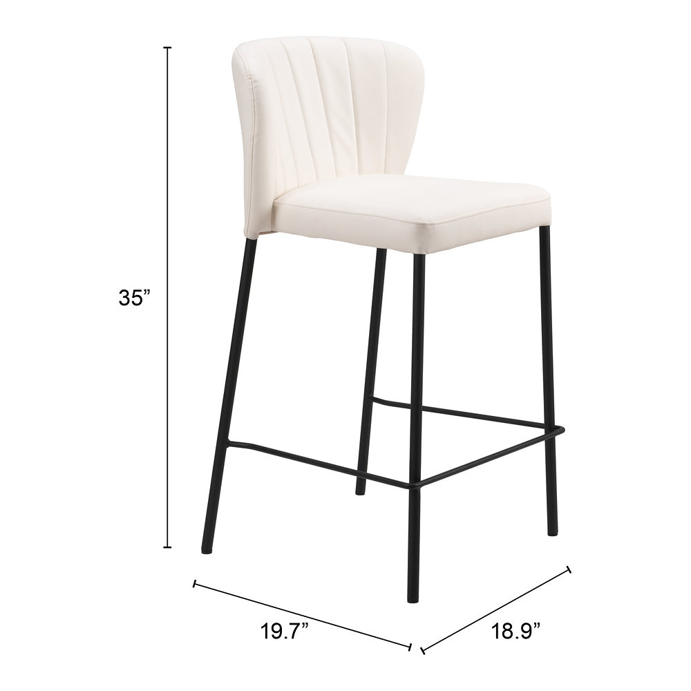 Banco Mostrador para Bar y Barra - ZUO LINZ - Varios Colores - Asiento y Respaldo Tapizados en Piel Sintética - Crema