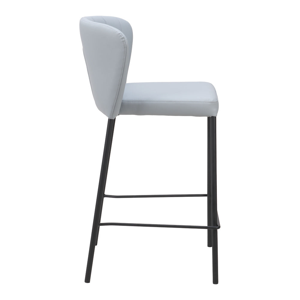 Banco Mostrador para Bar y Barra - ZUO LINZ - Varios Colores - Asiento y Respaldo Tapizados en Piel Sintética - Gris