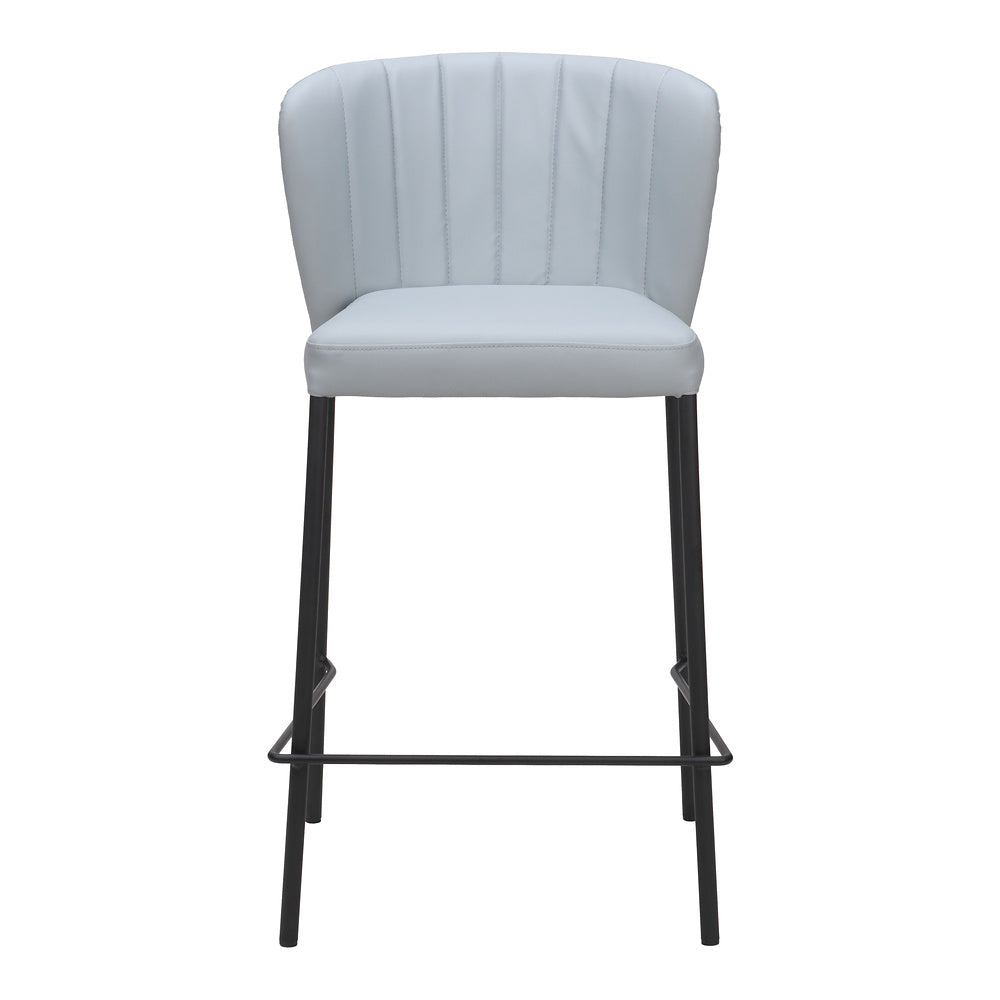 Banco Mostrador para Bar y Barra - ZUO LINZ - Varios Colores - Asiento y Respaldo Tapizados en Piel Sintética - Gris