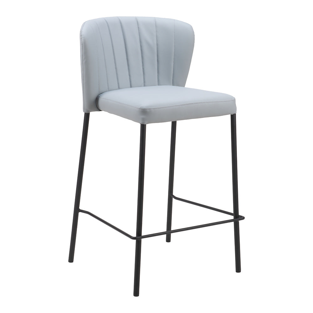 Banco Mostrador para Bar y Barra - ZUO LINZ - Varios Colores - Asiento y Respaldo Tapizados en Piel Sintética - Gris