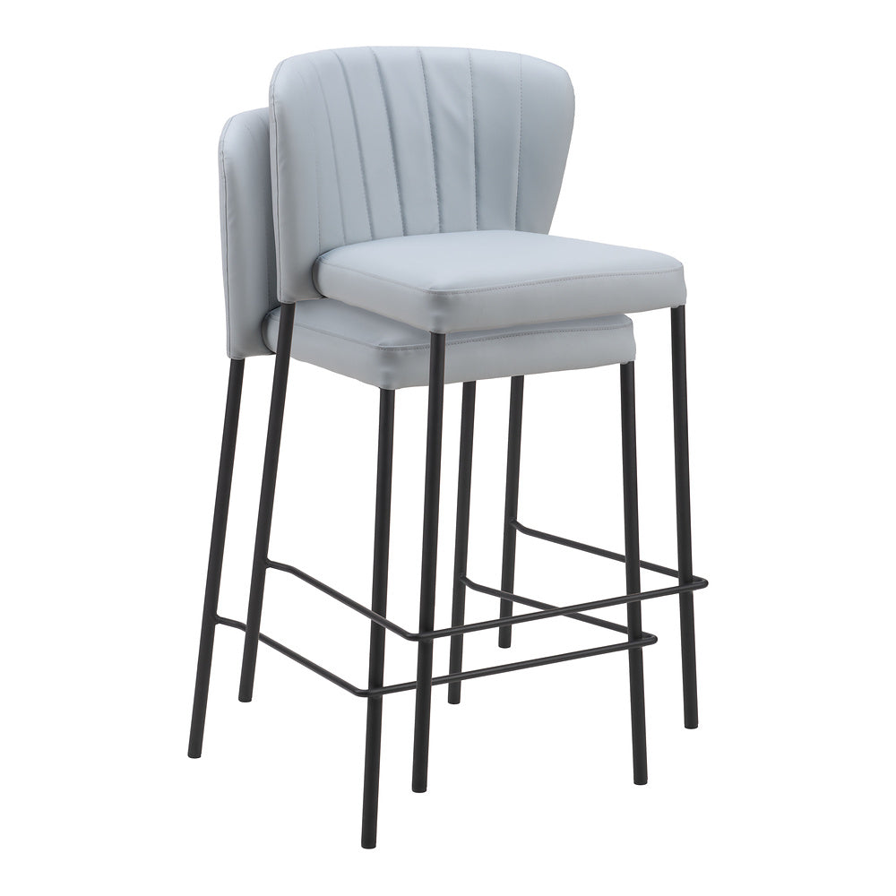 Banco Mostrador para Bar y Barra - ZUO LINZ - Varios Colores - Asiento y Respaldo Tapizados en Piel Sintética - Gris