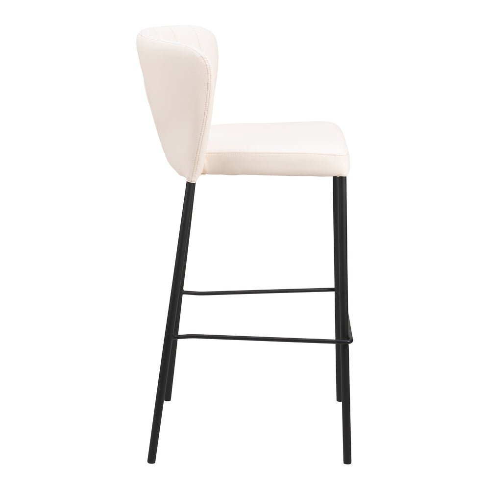 Banco Alto para Bistró - ZUO LINZ - Varios Colores - Asiento y Respaldo Tapizados en Piel Sintética - Crema