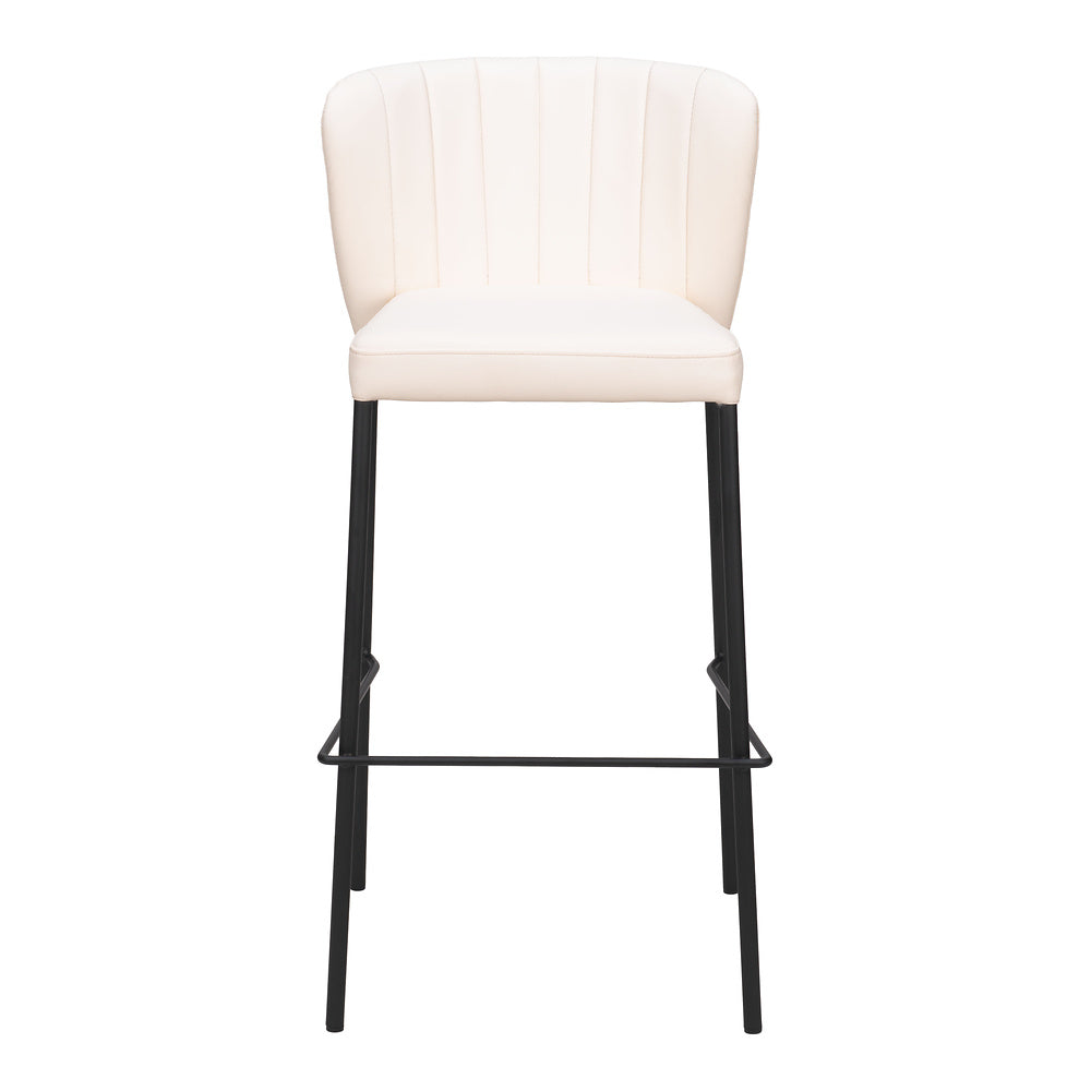 Banco Alto para Bistró - ZUO LINZ - Varios Colores - Asiento y Respaldo Tapizados en Piel Sintética - Crema