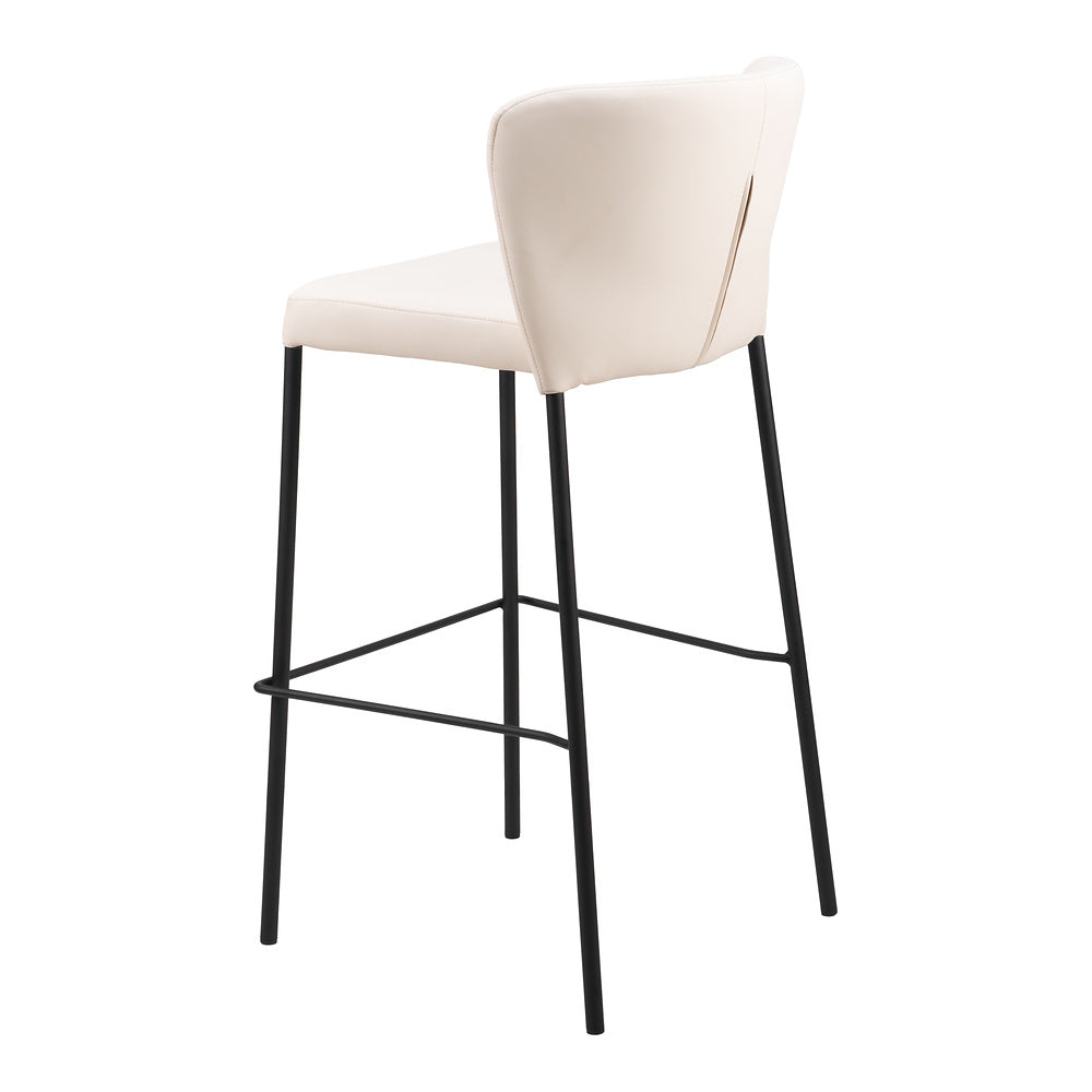 Banco Alto para Bistró - ZUO LINZ - Varios Colores - Asiento y Respaldo Tapizados en Piel Sintética - Crema