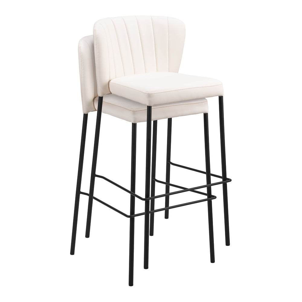 Banco Alto para Bistró - ZUO LINZ - Varios Colores - Asiento y Respaldo Tapizados en Piel Sintética - Crema