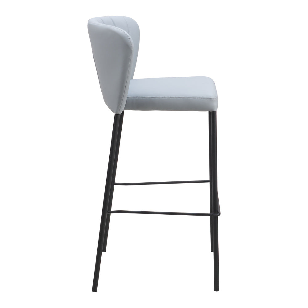 Banco Alto para Bistró - ZUO LINZ - Varios Colores - Asiento y Respaldo Tapizados en Piel Sintética - Gris
