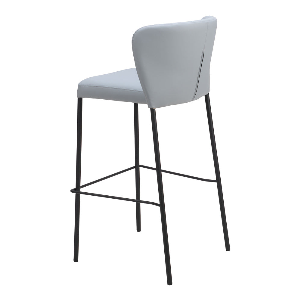 Banco Alto para Bistró - ZUO LINZ - Varios Colores - Asiento y Respaldo Tapizados en Piel Sintética - Gris