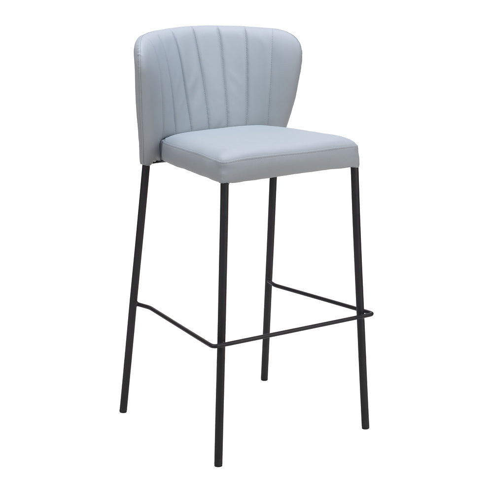 Banco Alto para Bistró - ZUO LINZ - Varios Colores - Asiento y Respaldo Tapizados en Piel Sintética - Gris