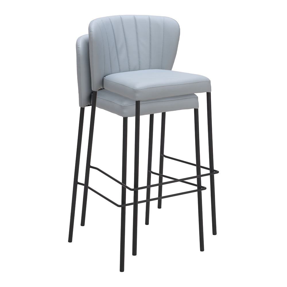 Banco Alto para Bistró - ZUO LINZ - Varios Colores - Asiento y Respaldo Tapizados en Piel Sintética - Gris