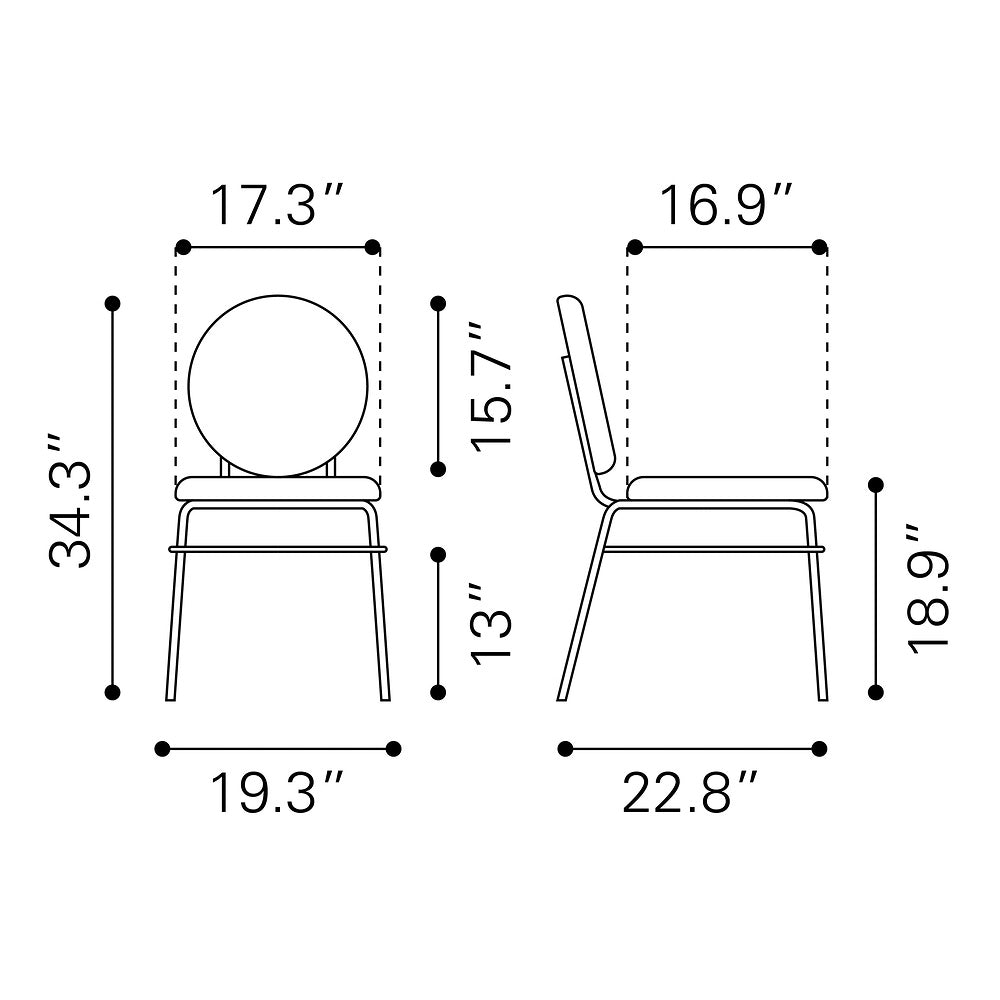 Silla Comercial para Hotel - ZUO ODESSA - Varios Colores - Asiento y Respaldo Tapizados en Tela Tipo Terciopelo