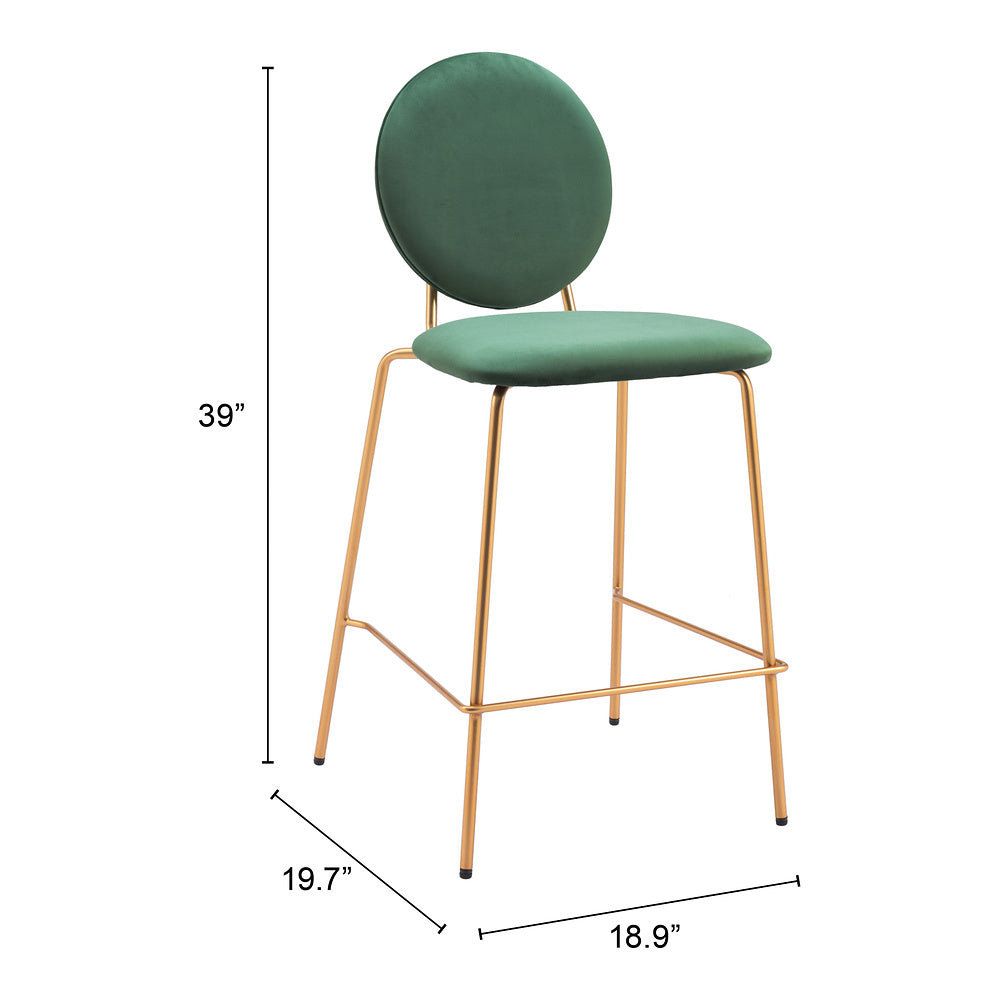 Banco Mostrador para Bar y Barra - ZUO ODESSA - Varios Colores - Asiento y Respaldo Tapizados en Tela Tipo Terciopelo