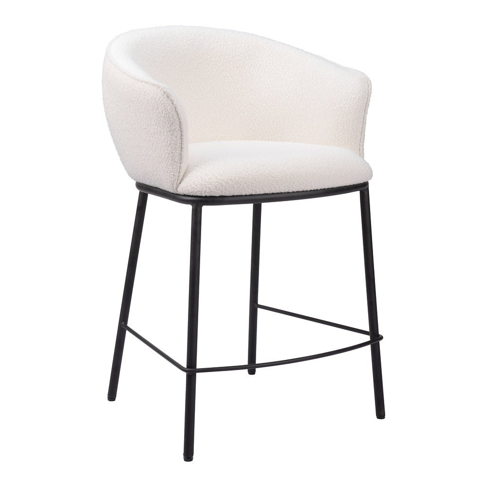 Banco Mostrador para Cantina - ZUO ESSEN - Varios Colores - Asiento y Respaldo Tapizados en Tejido Texturizado - Marfil