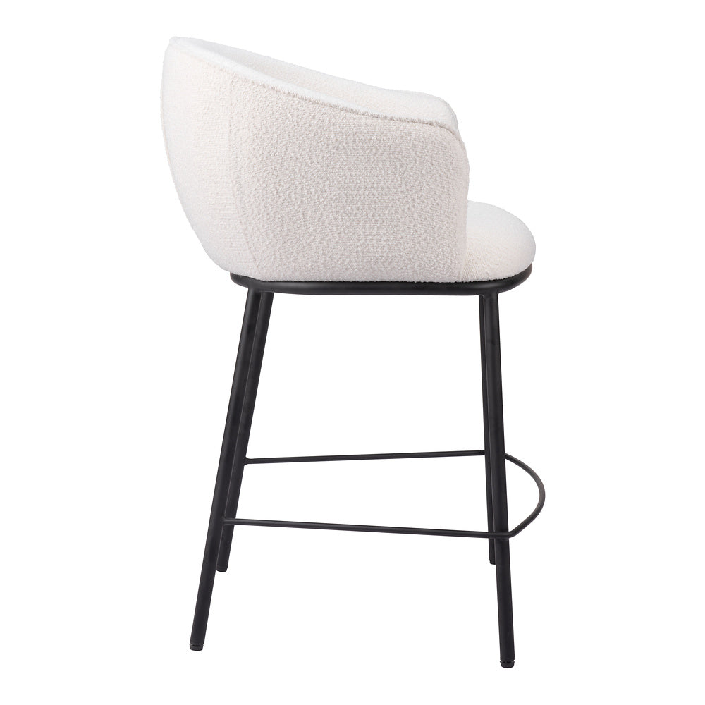 Banco Mostrador para Cantina - ZUO ESSEN - Varios Colores - Asiento y Respaldo Tapizados en Tejido Texturizado - Marfil