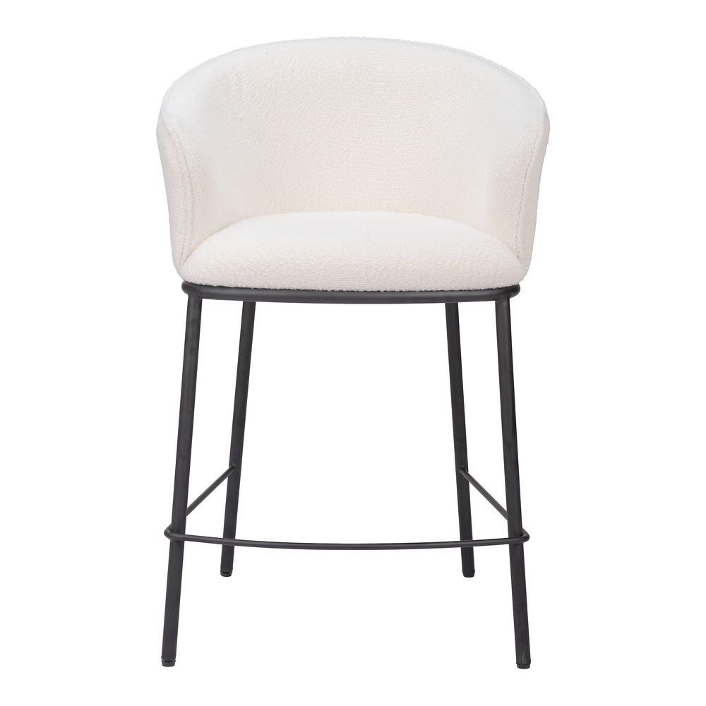 Banco Mostrador para Cantina - ZUO ESSEN - Varios Colores - Asiento y Respaldo Tapizados en Tejido Texturizado - Marfil