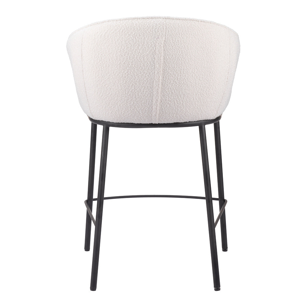 Banco Mostrador para Cantina - ZUO ESSEN - Varios Colores - Asiento y Respaldo Tapizados en Tejido Texturizado - Marfil