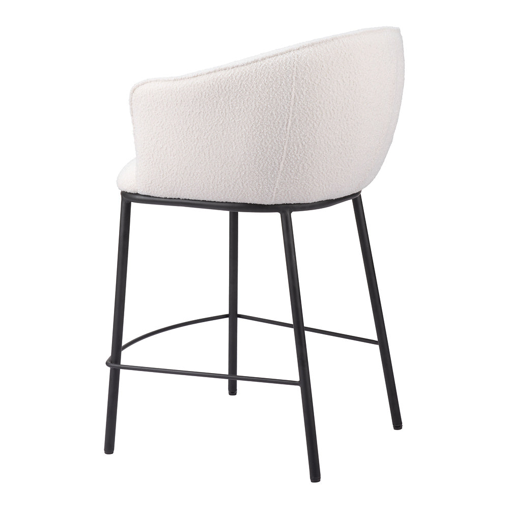 Banco Mostrador para Cantina - ZUO ESSEN - Varios Colores - Asiento y Respaldo Tapizados en Tejido Texturizado - Marfil
