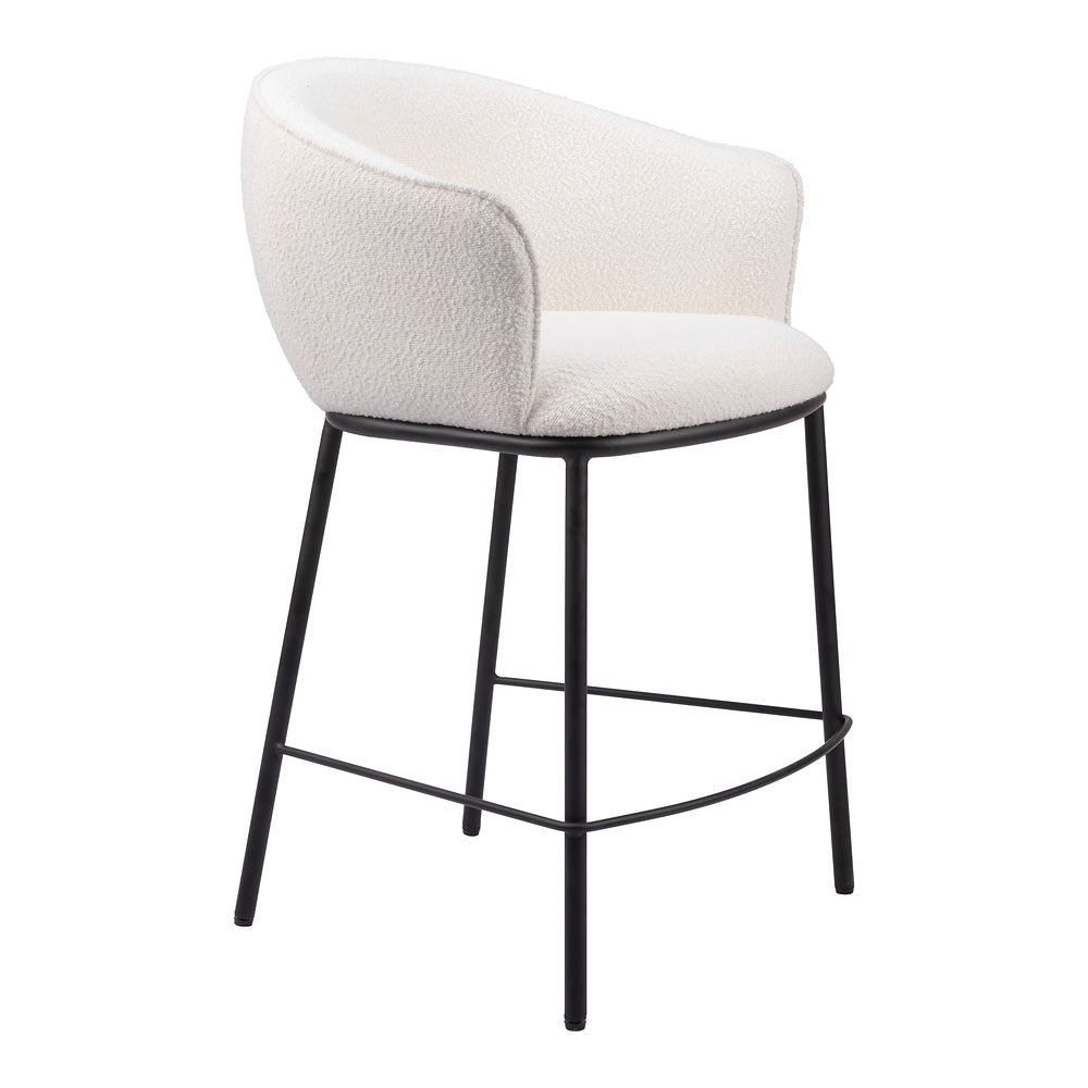 Banco Mostrador para Cantina - ZUO ESSEN - Varios Colores - Asiento y Respaldo Tapizados en Tejido Texturizado - Marfil