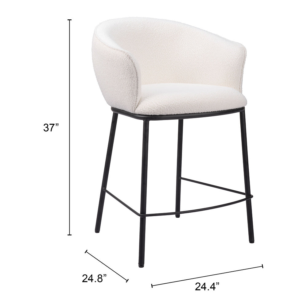 Banco Mostrador para Cantina - ZUO ESSEN - Varios Colores - Asiento y Respaldo Tapizados en Tejido Texturizado - Marfil