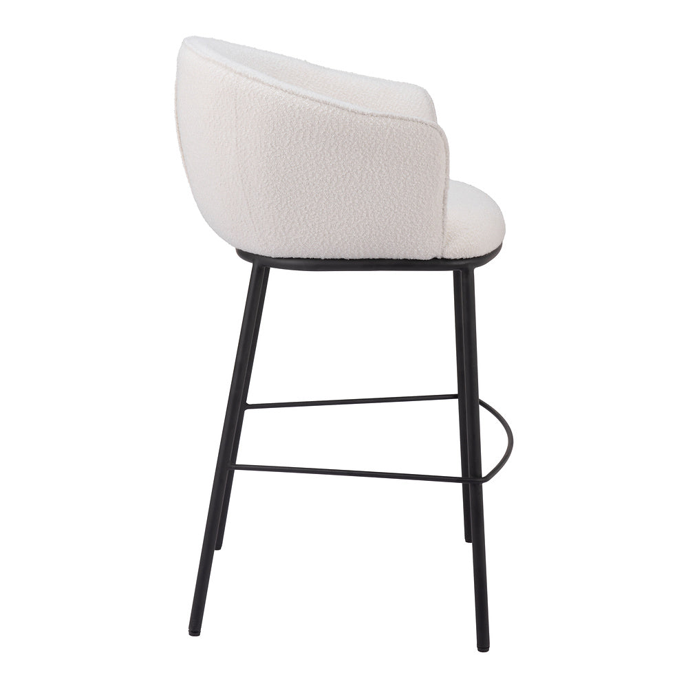 Banco Alto para Barra de Hotel - ZUO ESSEN - Varios Colores - Asiento y Respaldo Tapizados en Tejido Texturizado - Marfil