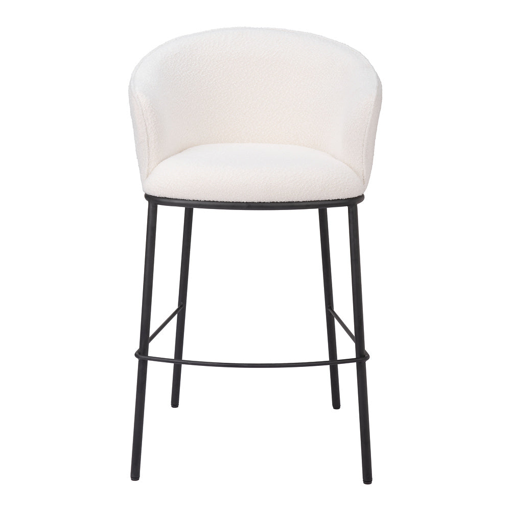 Banco Alto para Barra de Hotel - ZUO ESSEN - Varios Colores - Asiento y Respaldo Tapizados en Tejido Texturizado - Marfil